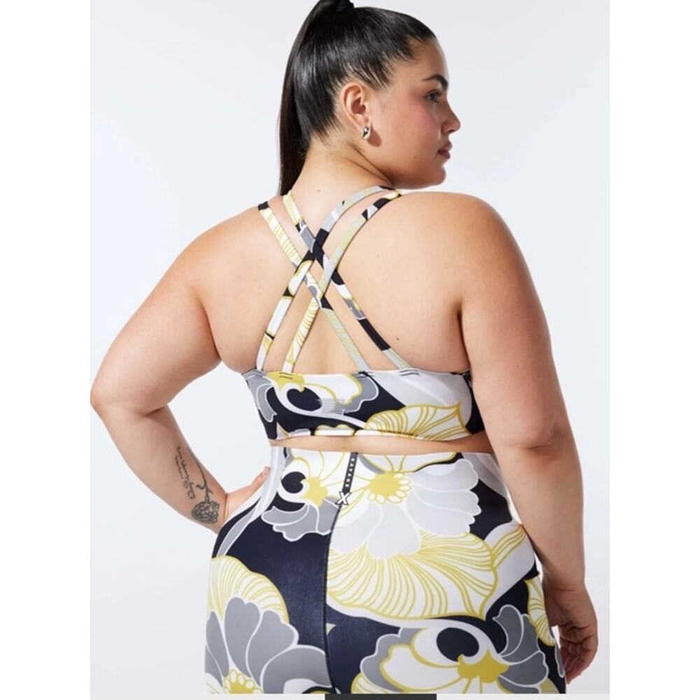 Savage X Fenty On Rhipeat Sports Bra Sweet Olive Yellow Petal Trippin 1X - Picture 2 of 7